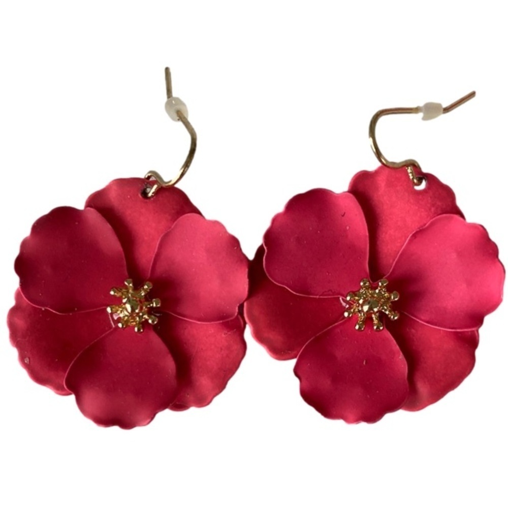 ROSE Necklace Bracelet Earring Set Gold-toned Floral Center and Hardware OS - Picture 4 of 5